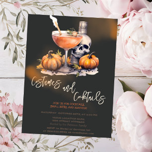 Invitation Costumes de citrouille et cocktail Halloween noir