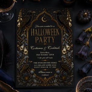 Invitation Costumes de corbeau gothique et cocktails Hallowee
