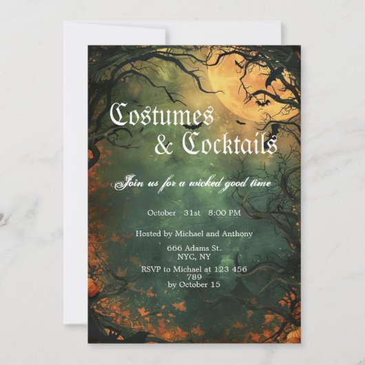 Invitation Costumes De Forêt éffrayants Et Cocktails Hallowee (Devant)