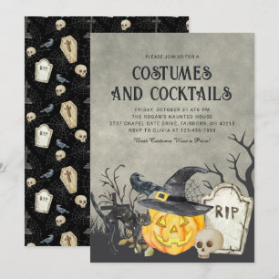 Invitation Costumes effrayants et cocktails Soirée Halloween