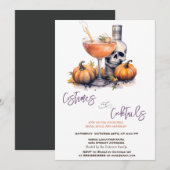 Invitation Costumes et cocktails citrouilles Halloween (Devant / Derrière)