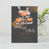 Invitation Costumes et cocktails citrouilles Halloween noir (Debout devant)