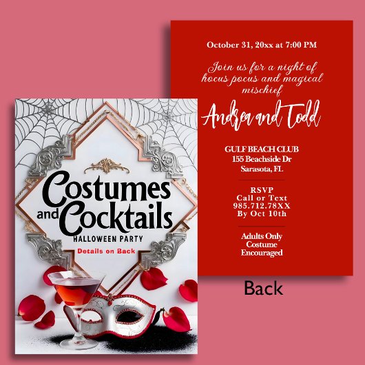Invitation Costumes et cocktails élégants Fête d'Halloween