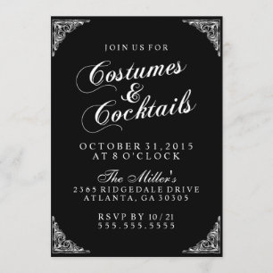 Invitation Costumes et cocktails élégants Fête d'Halloween