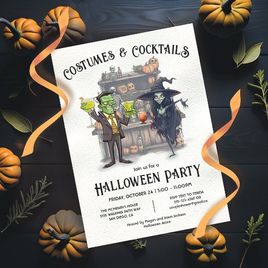 Invitation Costumes et cocktails Fête d'Halloween