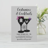 Invitation Costumes et cocktails Fête d'Halloween gris (Debout devant)
