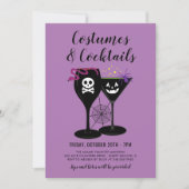 Invitation Costumes et cocktails Fête d'Halloween violet (Devant)