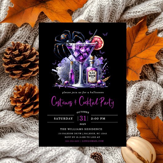 Invitation Costumes et cocktails modernes Halloween Party