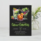 Invitation Costumes et cocktails modernes Neon Halloween Part (Debout devant)