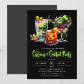Invitation Costumes et cocktails modernes Neon Halloween Part (Devant / Derrière)