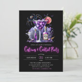 Invitation Costumes et cocktails modernes Neon Halloween Part (Debout devant)