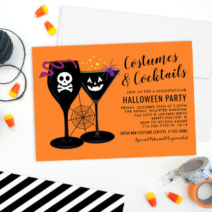 Invitation Costumes et cocktails Orange Halloween Party