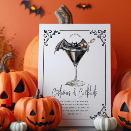 Invitation Costumes & Martinis Fête d'Halloween