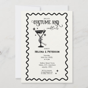 Invitation Costumes rétro noir et blanc et soirée cocktails