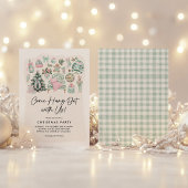 Invitation Cosy Chinoiserie Sage Vert rose fête de Noël