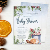 Invitation Cosy Coca chaud hiver Baby shower neigeux
