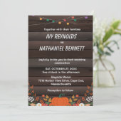 Invitation Cosy Fall Rustic Floral Citrouille Mariage (Debout devant)