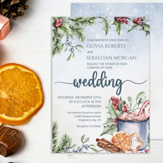 Invitation Cosy Hot Cocoa hiver Mariage neigeux
