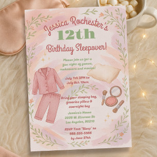 Invitation Cosy Pajama Soir esthétique Soir fête d'anniversai