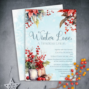 Invitation Cosy Winter Rowan bouquet Mariage