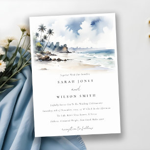 Invitation Côte Bali Beach Palm Tree Mariage d'aquarelle