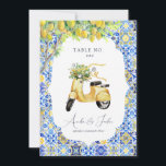 Invitation Côte d'Amalfi | Mariage de carreaux de citron médi<br><div class="desc">Les numéros de table rehaussent le look de votre tablescape et mettent la touche finale sur votre journée spéciale. Impression de texte personnalisée des noms ou numéros de vos tables. Collines au coucher du soleil, oliveraies, citronniers et vin blanc. Cette palette apporte des graphismes magnifiques, des motifs doux et des...</div>