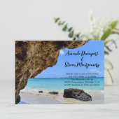 Invitation Côte de plage tropicale avec un Mariage de Big Roc (Debout devant)
