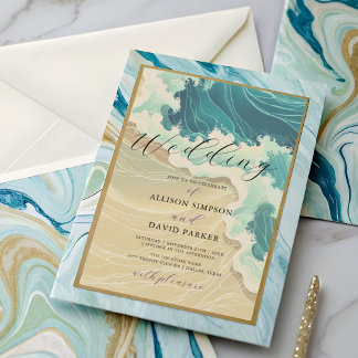 Invitation Côte été Ocean Beach Mariage d'aquarelle