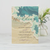 Invitation Côte été Ocean Beach Mariage d'aquarelle (Debout devant)