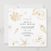 Invitation Côte Golden Elegant Carré Open House (Devant)
