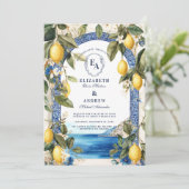 Invitation Côte Italie Mariage bleu et jaune (Debout devant)