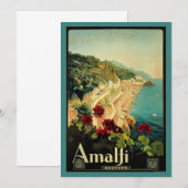Invitation Côte italienne d'Amalfi, Poster Vintage voyage Ita (Devant / Derrière)