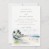 Invitation Côte Miami Beach Palm Tree Mariage d'aquarelle (Devant)