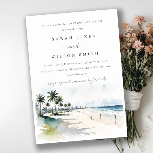 Invitation Côte Miami Beach Palm Trees Mariage Anniversaire