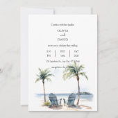 Invitation Côte Tropical Palm Trees mariage (Devant)