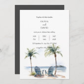 Invitation Côte Tropical Palm Trees mariage (Devant / Derrière)