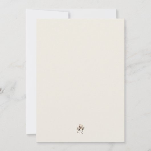 Invitation coton beige doux et mariage eucalyptus (Dos)