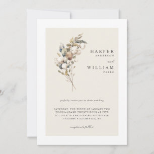 Invitation Coton bio et mariage d'eucalyptus