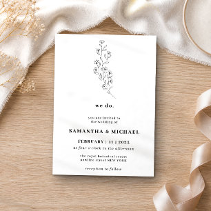 Invitation Coton Boho Blanc Clair Botanique nous faisons