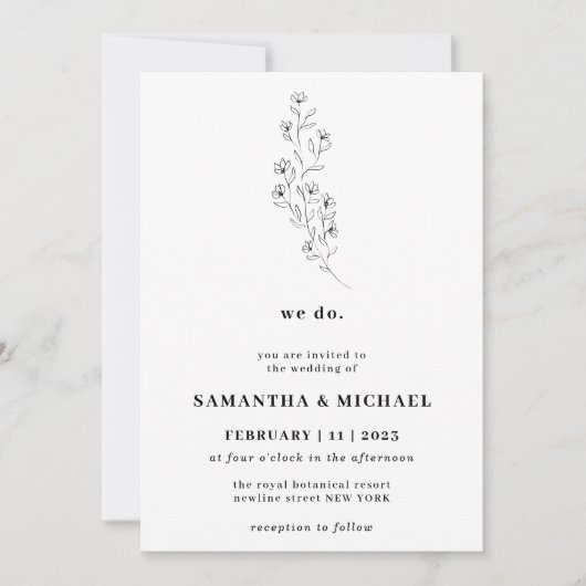 Invitation Coton Boho blanc clair Botanique nous le faisons (Devant)