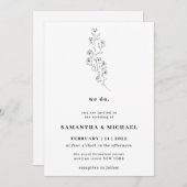 Invitation Coton Boho blanc clair Botanique nous le faisons (Devant / Derrière)