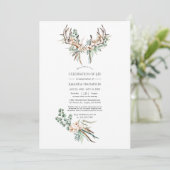 Invitation Coton boho et eucalyptus Célébration de la vie boh (Debout devant)