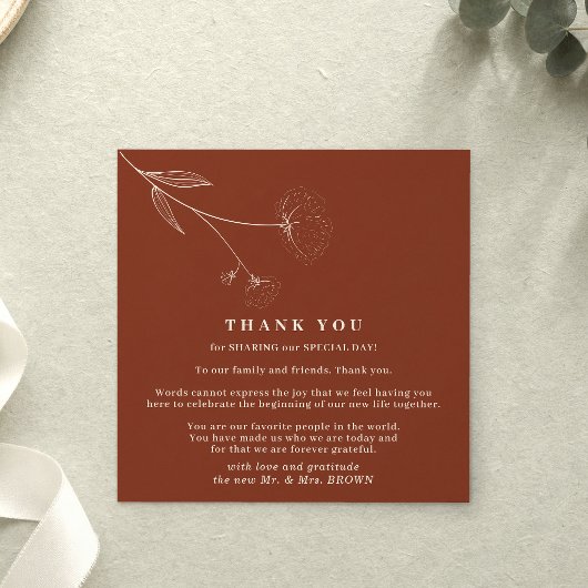 Invitation Coton Boho Terracotta Indie moderne merci
