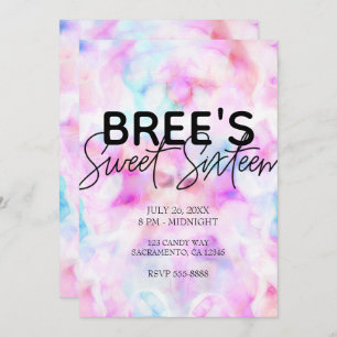 Invitation Coton Bonbons Couleurs Aquarelle Glam Sweet 16 Par