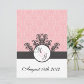 Invitation Coton Candy rose Mariage damassé (Debout devant)