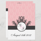 Invitation Coton Candy rose Mariage damassé (Devant / Derrière)