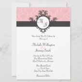 Invitation Coton Candy rose Mariage damassé (Dos)