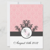 Invitation Coton Candy rose Mariage damassé (Devant)