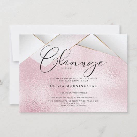 Invitation Coton Candy rose Pearl Facettes Douche reportée (Devant)