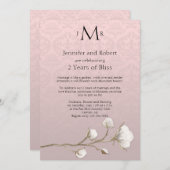 Invitation Coton Damassé 2e Anniversaire de Mariage (Devant / Derrière)